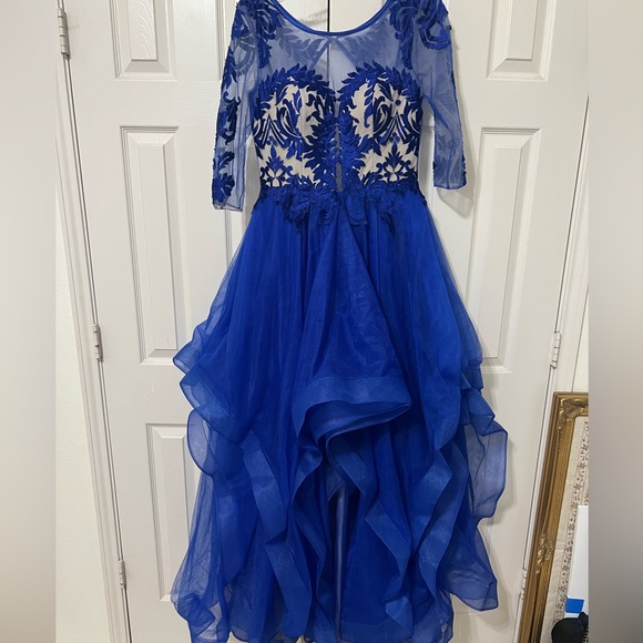 3/4 Lace Sheer Sleeve Royal Blue Gown Turkish Gown from Turkey - Picture 5 of 9